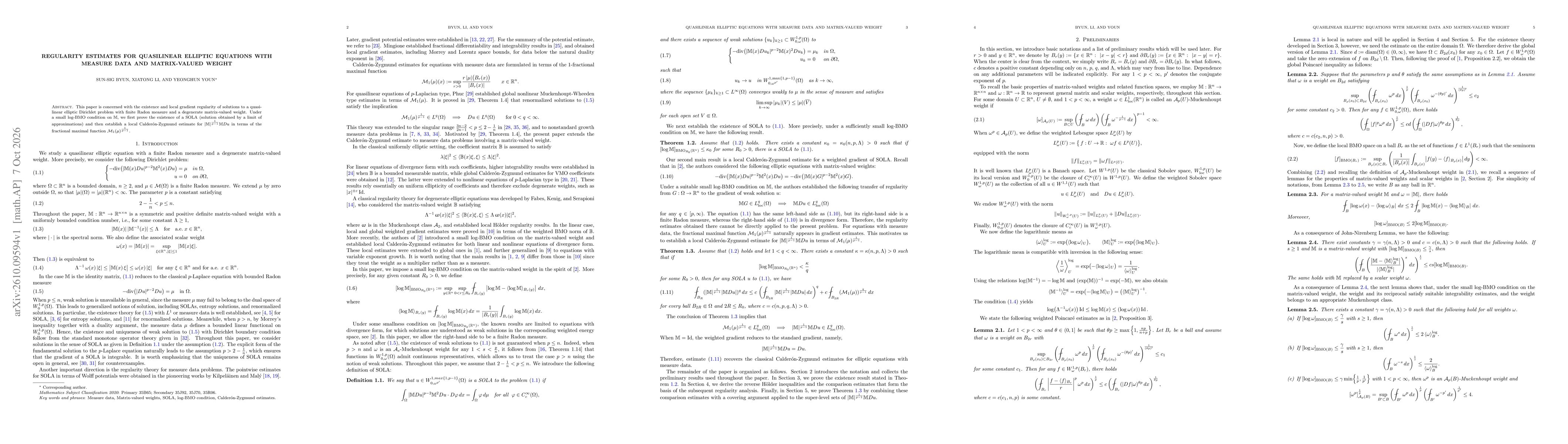 Thumbnail for Regularity Estimates for Quasilinear Elliptic Equations with Measure Data and Matrix-Valued Weight
