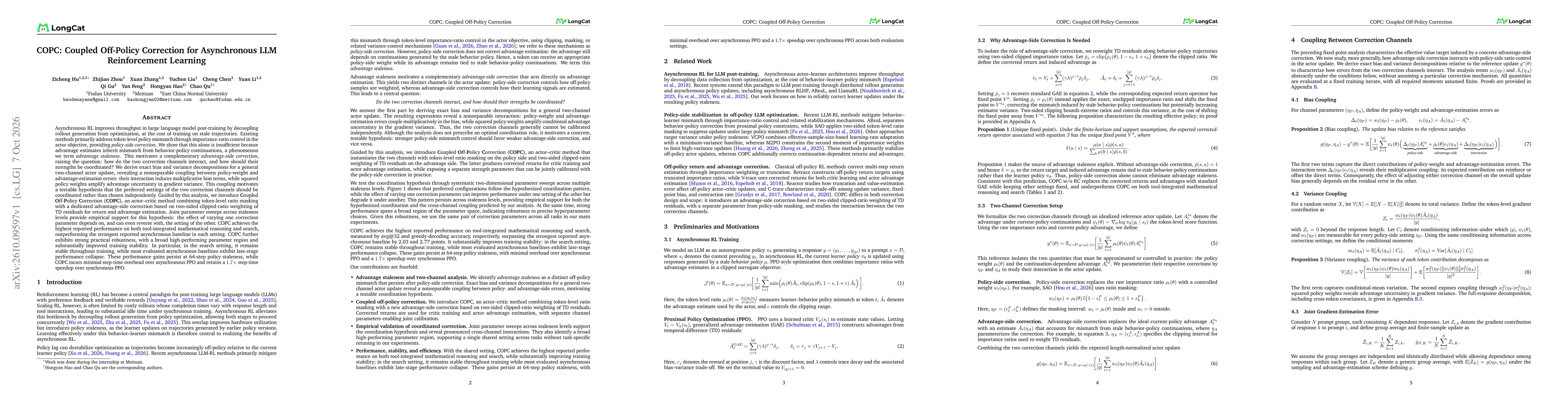 Thumbnail for COPC: Coupled Off-Policy Correction for Asynchronous LLM Reinforcement Learning