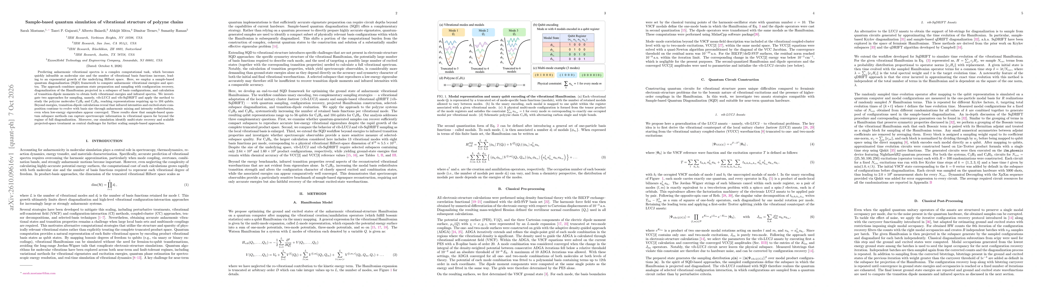 Thumbnail for Sample-based quantum simulation of vibrational structure of polyyne chains
