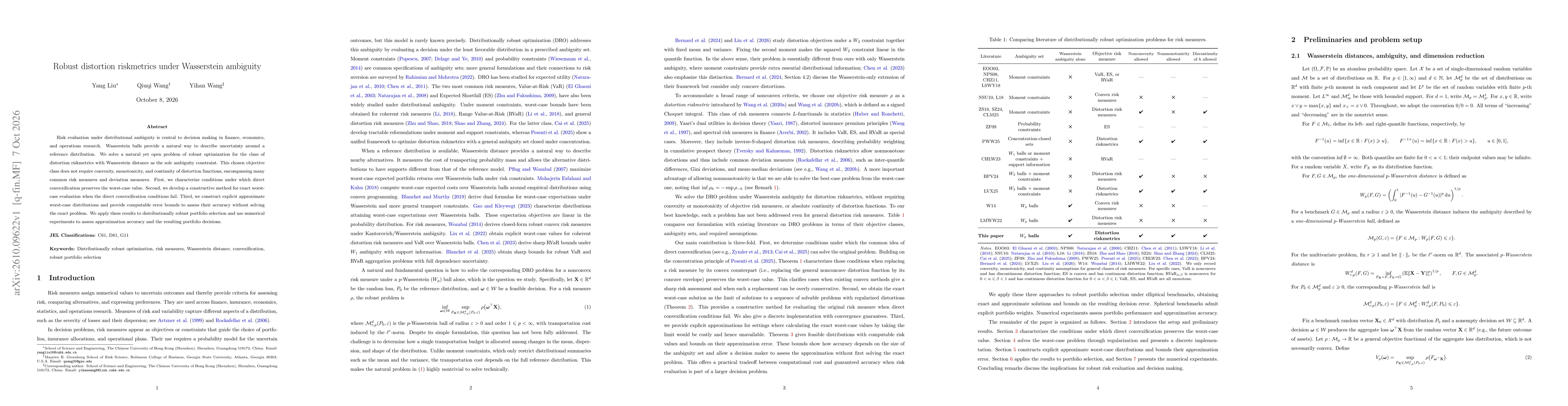 Thumbnail for Robust distortion riskmetrics under Wasserstein ambiguity