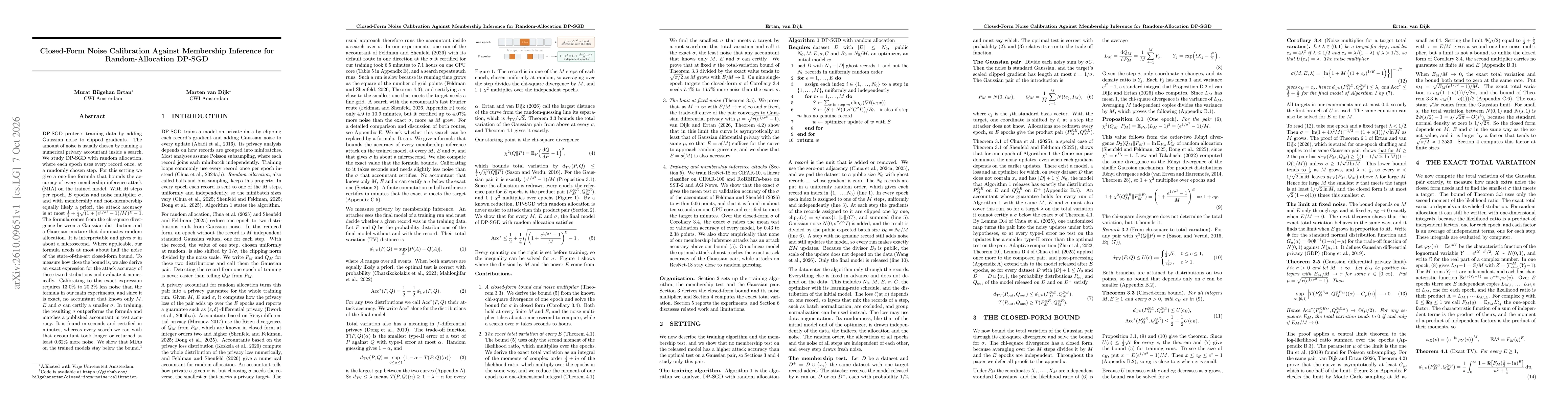 Thumbnail for Closed-Form Noise Calibration Against Membership Inference for Random-Allocation DP-SGD
