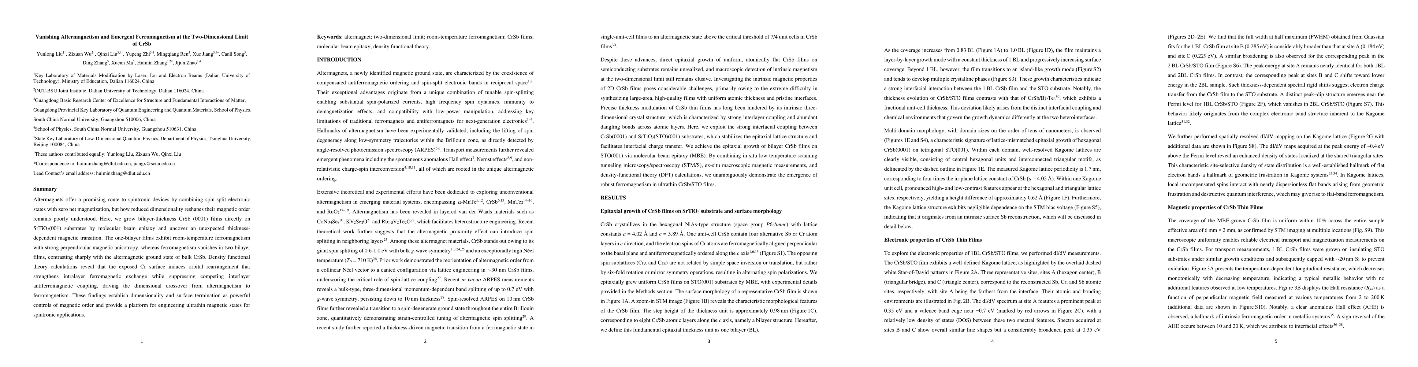 Thumbnail for Vanishing Altermagnetism and Emergent Ferromagnetism at the Two-Dimensional Limit of CrSb