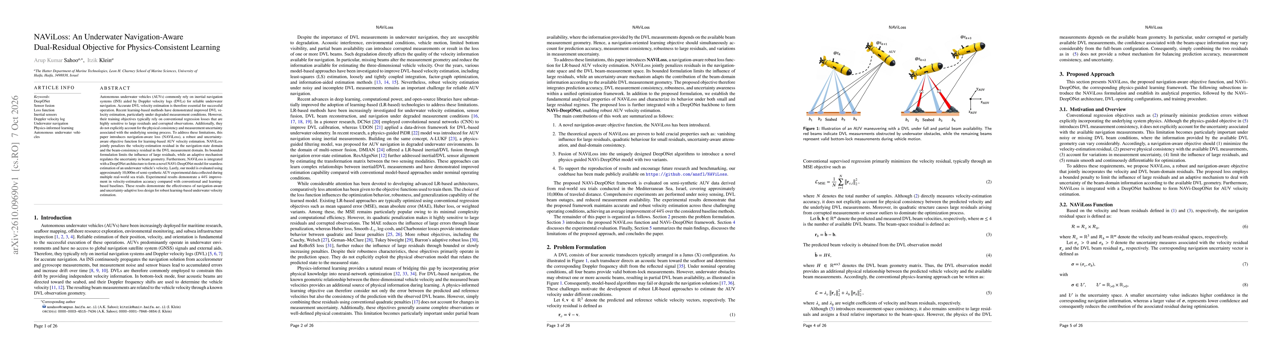 Thumbnail for NAViLoss: An Underwater Navigation-Aware Dual-Residual Objective for Physics-Consistent Learning