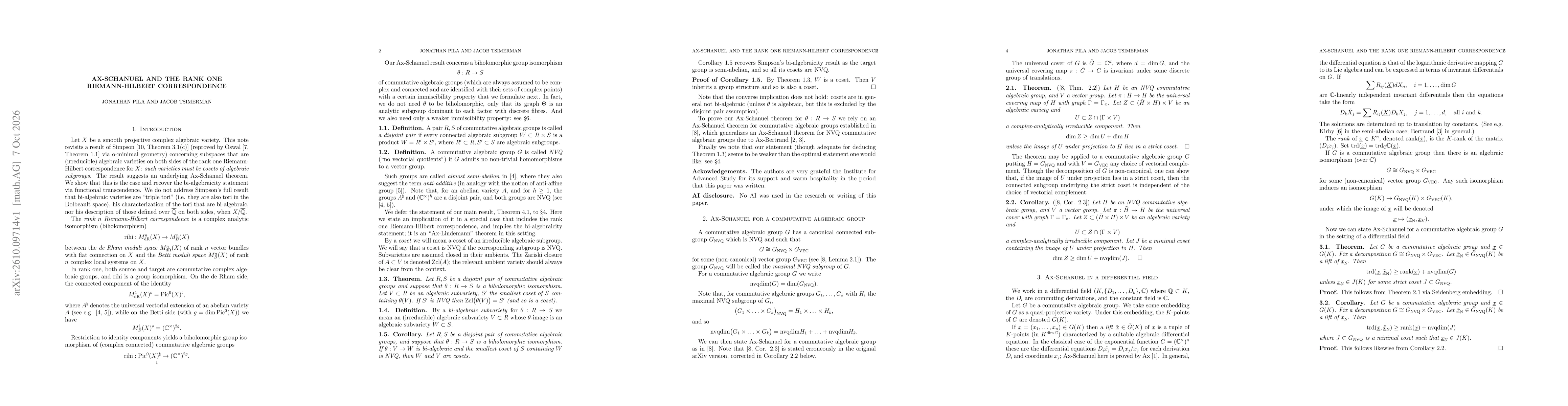 Thumbnail for Ax-Schanuel and the rank one Riemann-Hilbert correspondence