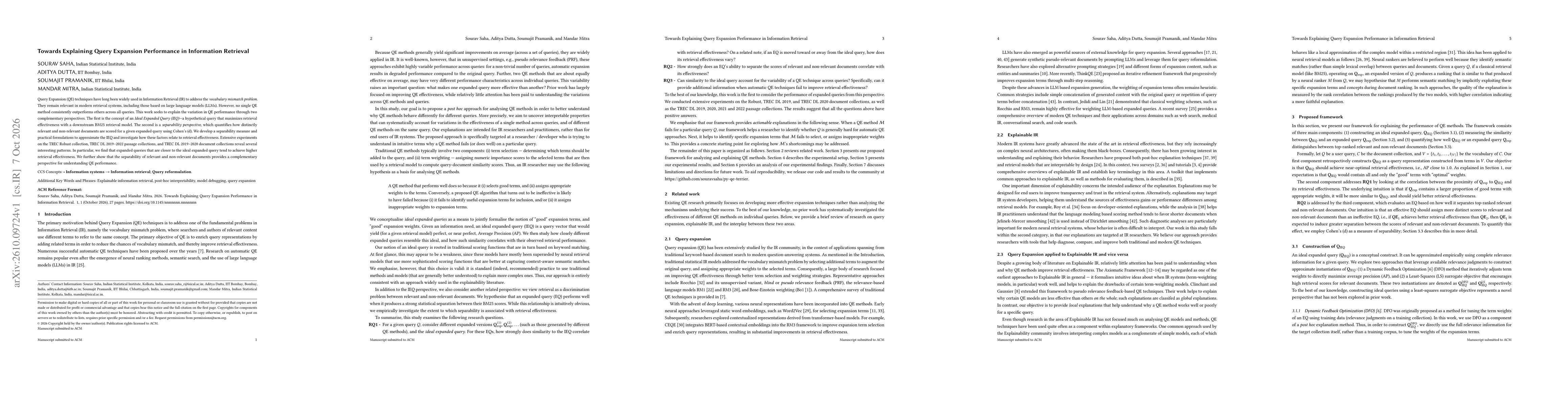 Thumbnail for Towards Explaining Query Expansion Performance in Information Retrieval