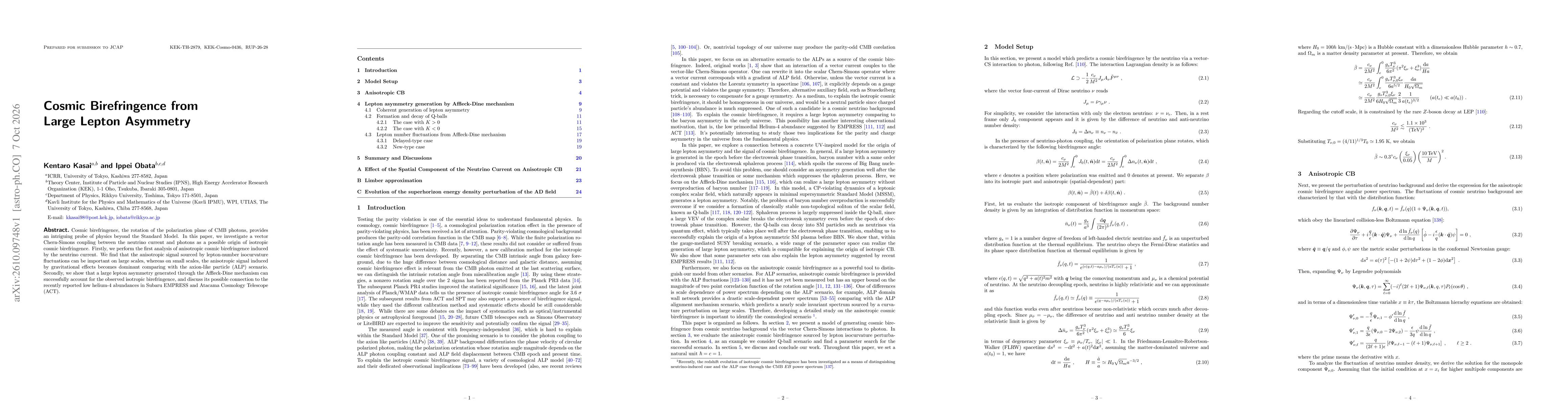 Thumbnail for Cosmic Birefringence from Large Lepton Asymmetry