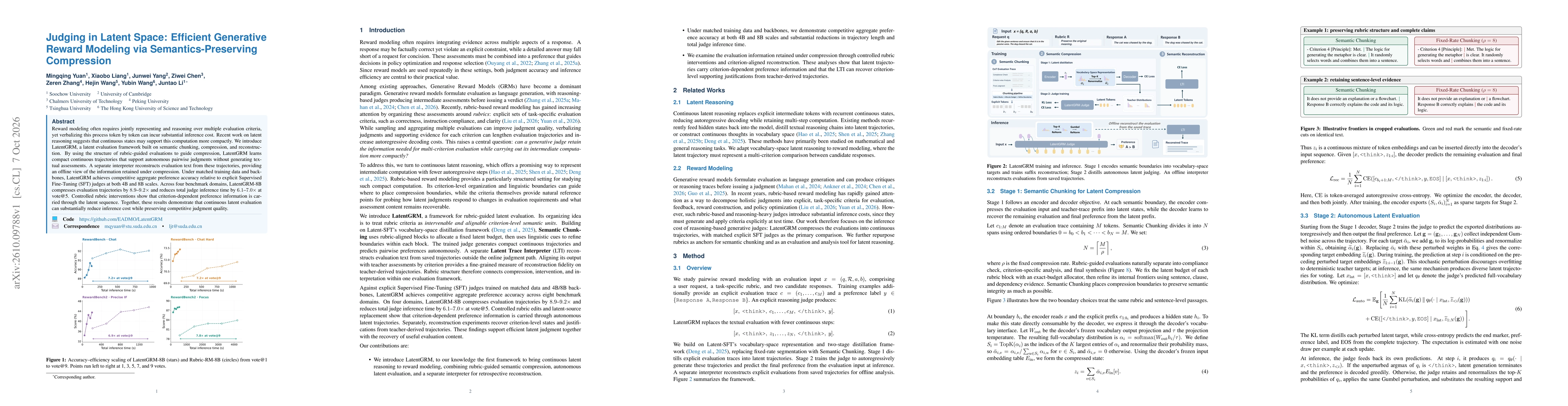 Thumbnail for Judging in Latent Space: Efficient Generative Reward Modeling via Semantics-Preserving Compression