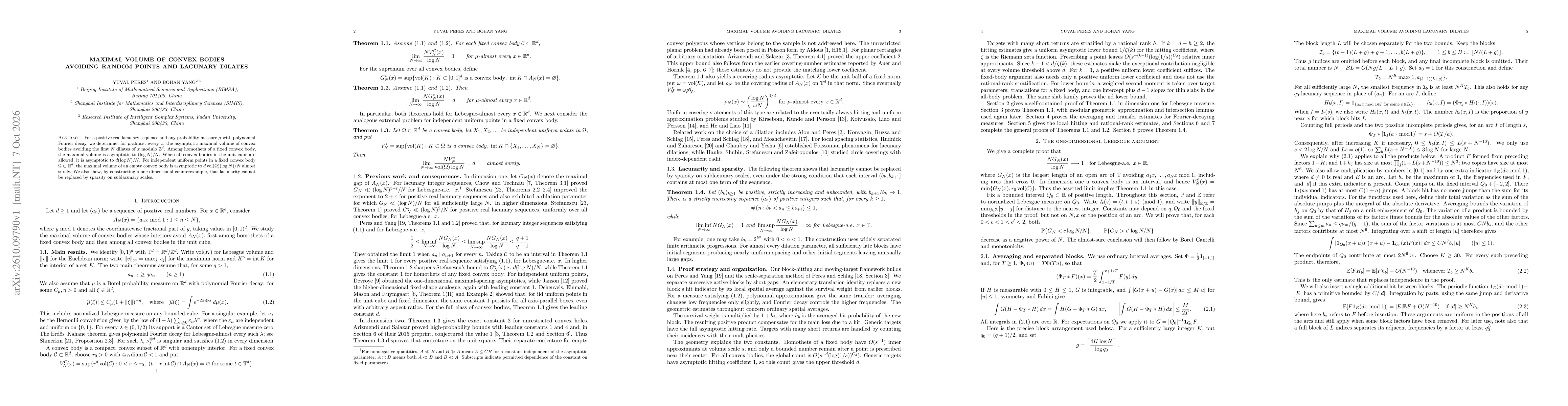 Thumbnail for Maximal volume of convex bodies avoiding random points and lacunary dilates