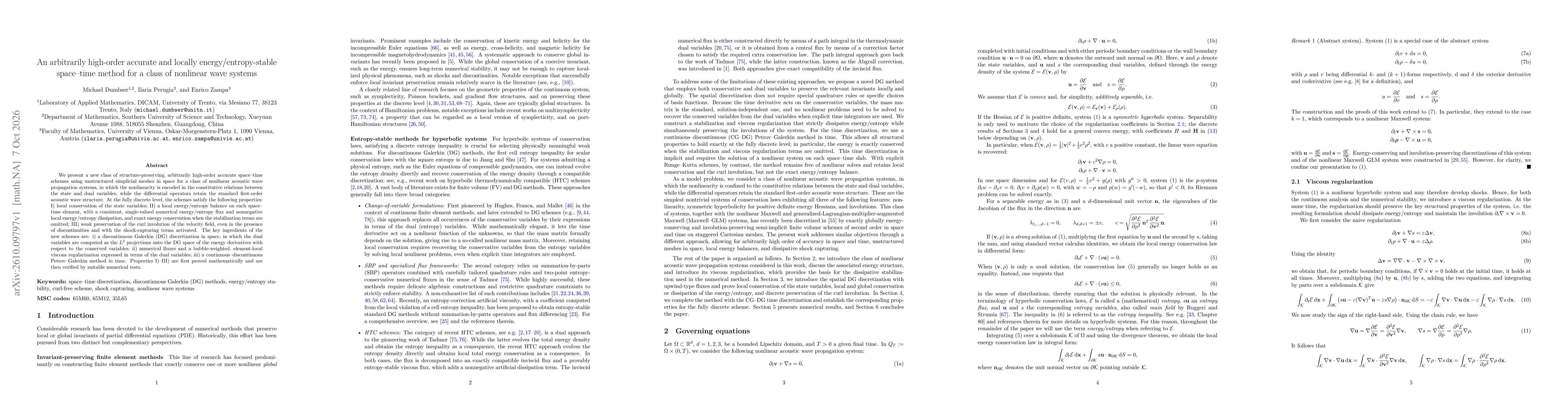 Thumbnail for An arbitrarily high-order accurate and locally energy/entropy-stable space-time method for a class of nonlinear wave systems