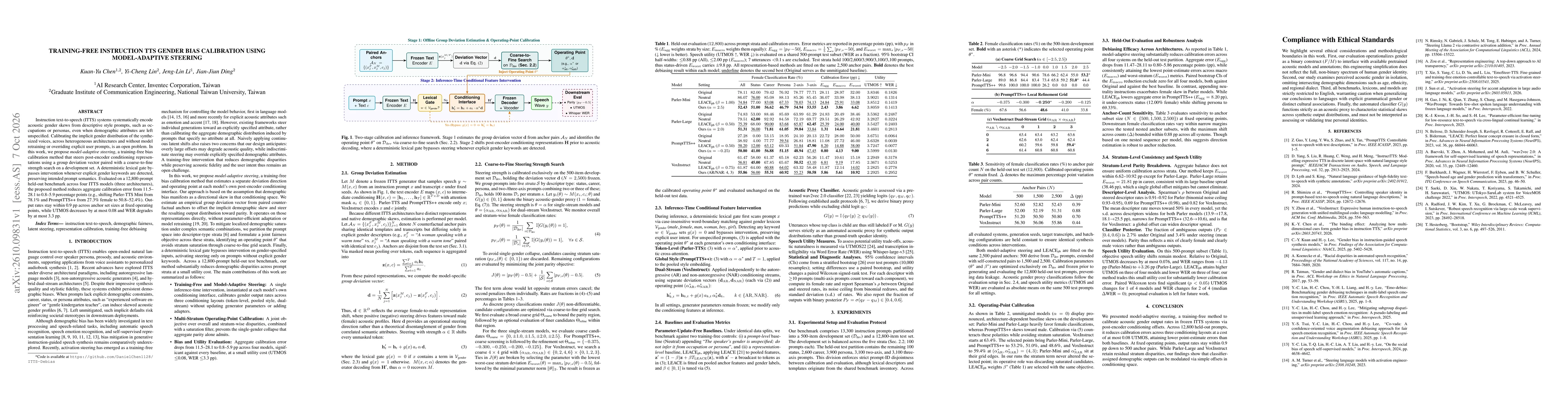 Thumbnail for Training-Free Instruction TTS Gender Bias Calibration Using Model-Adaptive Steering