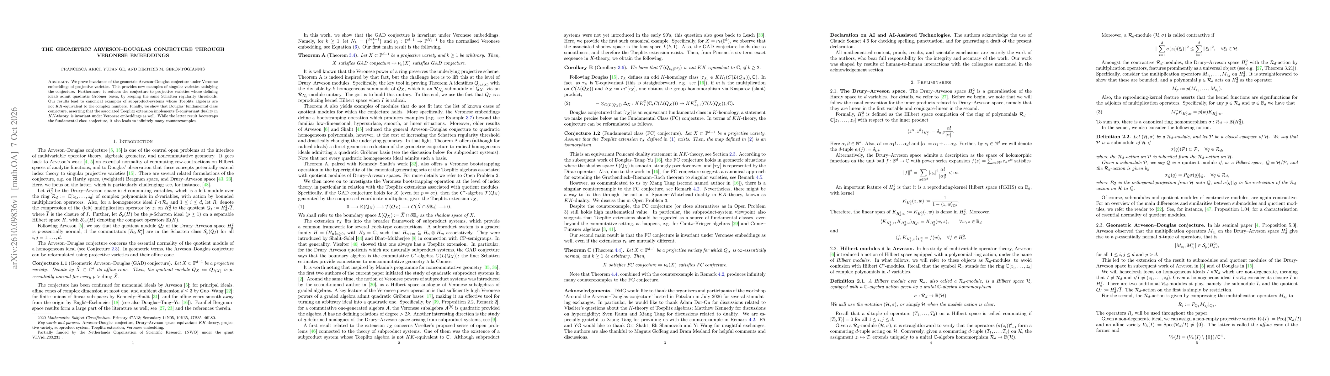 Thumbnail for The Geometric Arveson-Douglas Conjecture through Veronese Embeddings