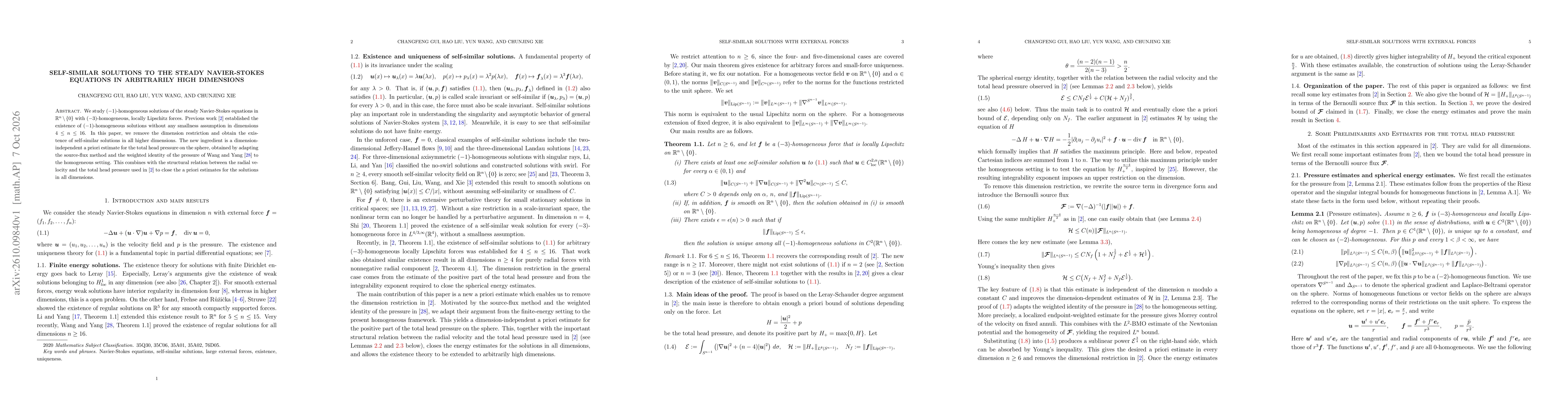 Thumbnail for Self-similar solutions to the steady Navier-Stokes equations in arbitrarily high dimensions