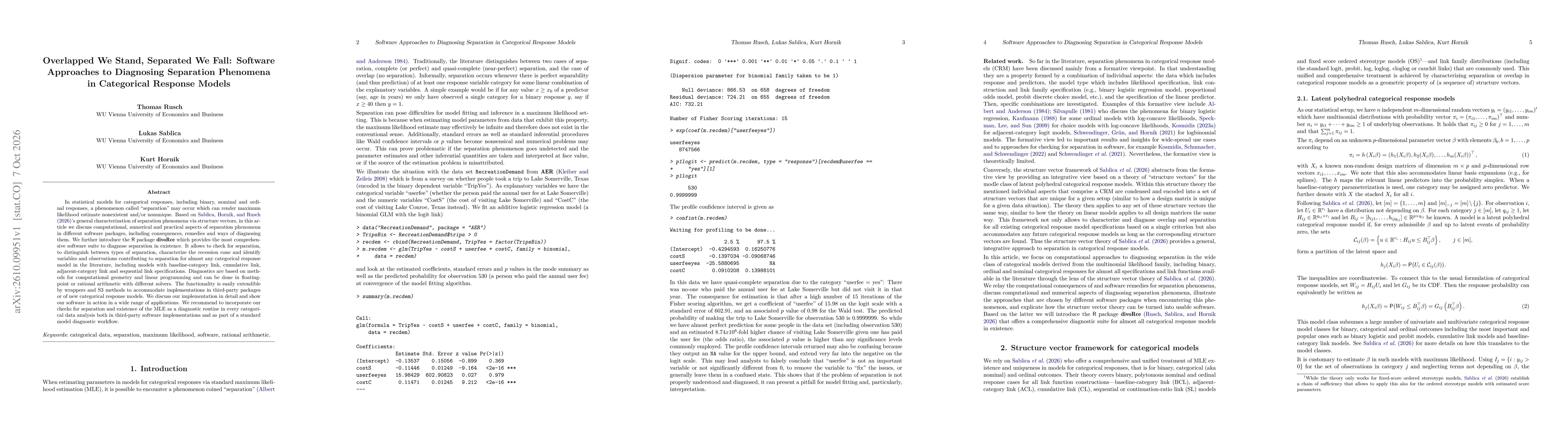 Thumbnail for Overlapped We Stand, Separated We Fall: Software Approaches to Diagnosing Separation Phenomena in Categorical Response Models