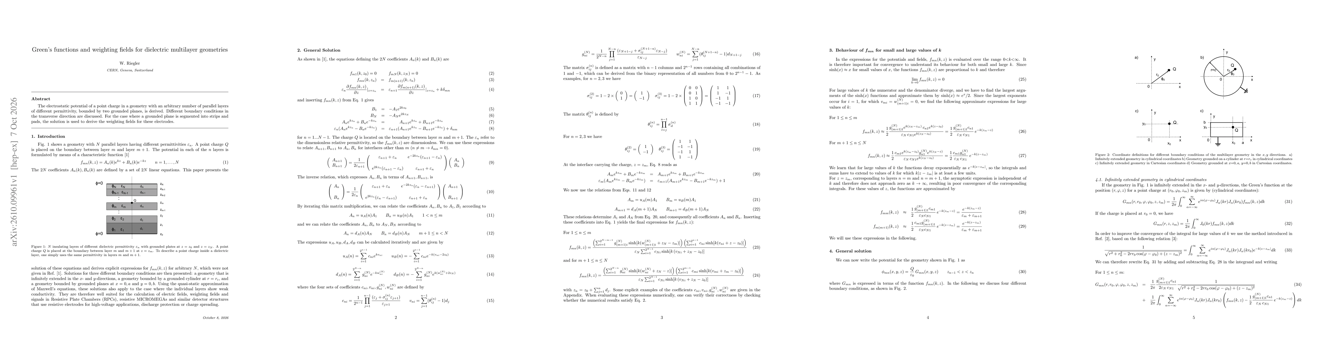 Thumbnail for Green's functions and weighting fields for dielectric multilayer geometries