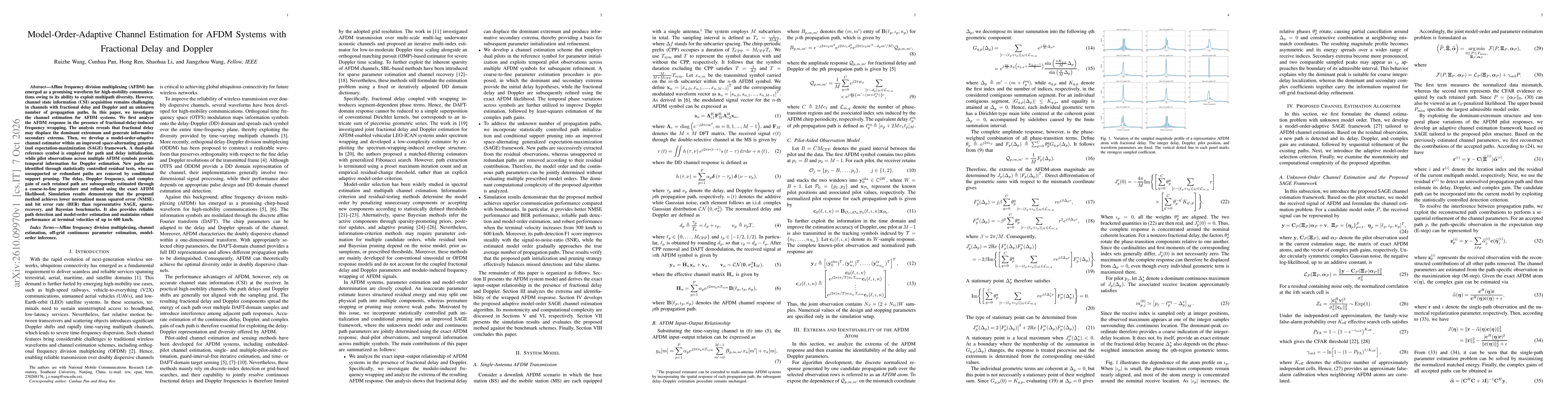 Thumbnail for Model-Order-Adaptive Channel Estimation for AFDM Systems with Fractional Delay and Doppler