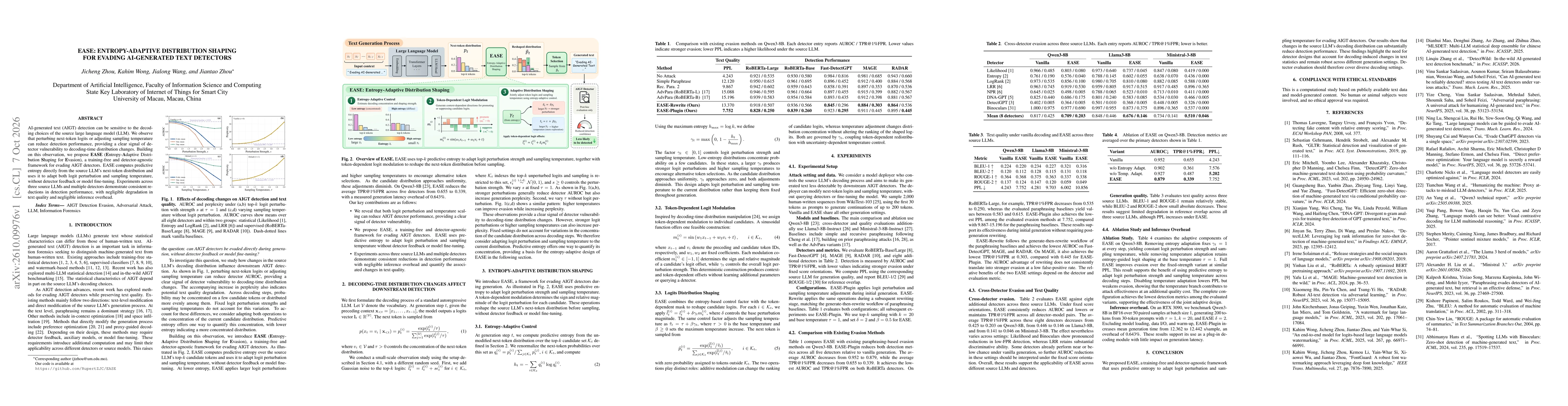 Thumbnail for EASE: Entropy-Adaptive Distribution Shaping for Evading AI-generated Text Detectors