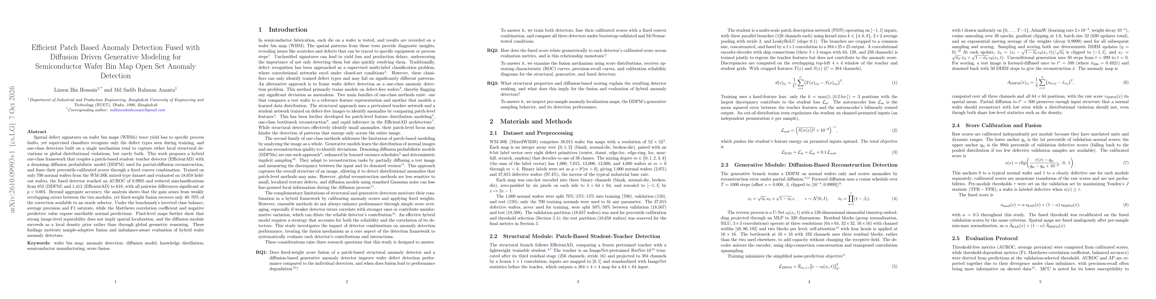 Thumbnail for Efficient Patch-Based Anomaly Detection Fused with Diffusion Driven Generative Modeling for Semiconductor Wafer Bin Map Open Set Anomaly Detection