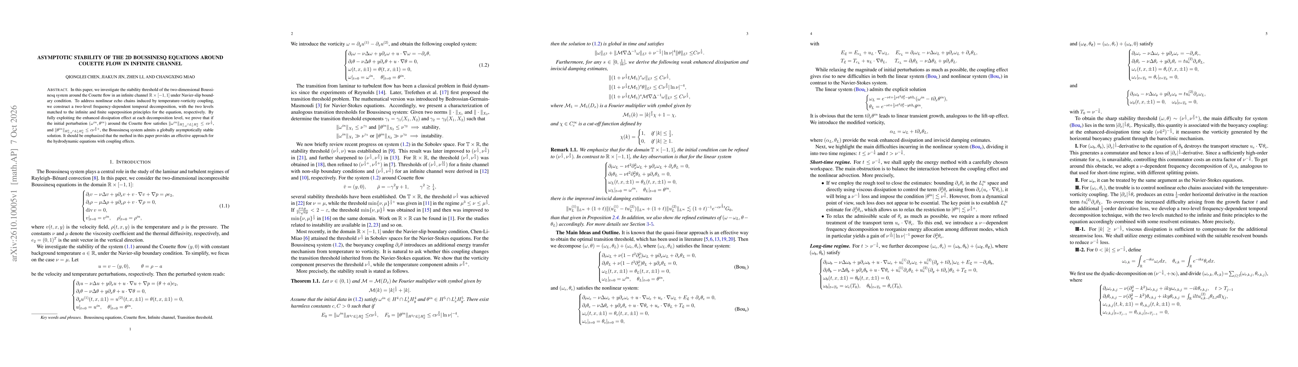 Thumbnail for Asymptotic stability of the 2D Boussinesq equations around Couette flow in infinite channel