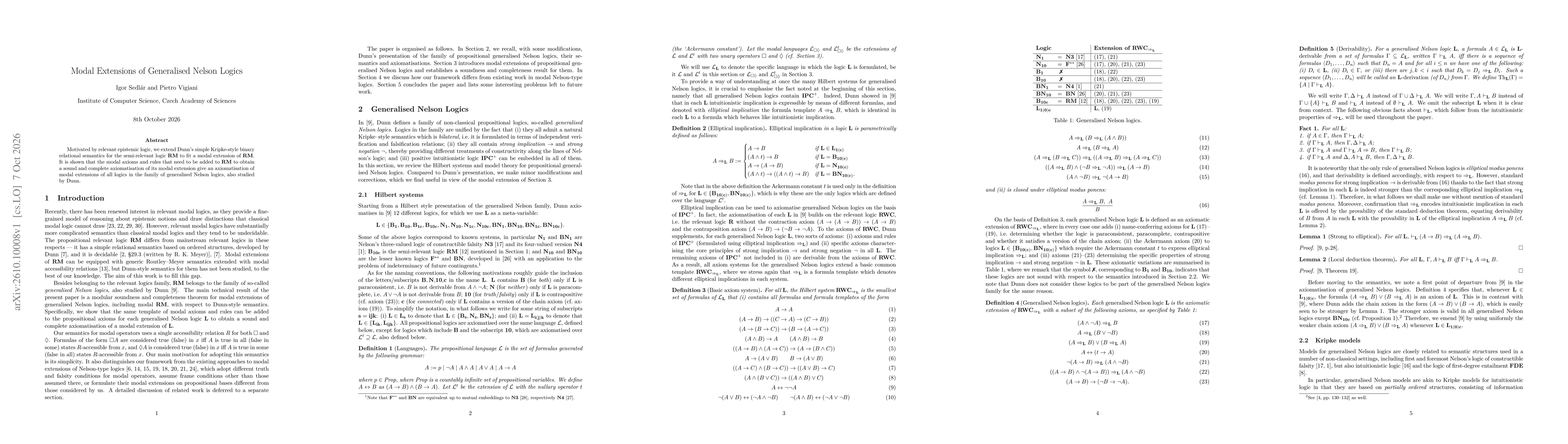 Thumbnail for Modal Extensions of Generalised Nelson Logics