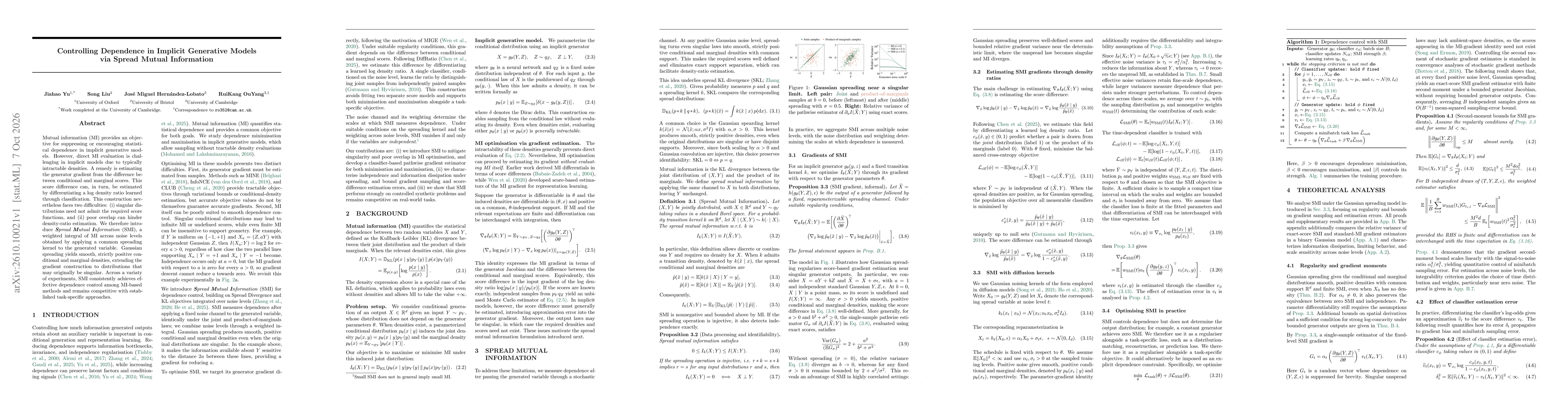 Thumbnail for Controlling Dependence in Implicit Generative Models via Spread Mutual Information