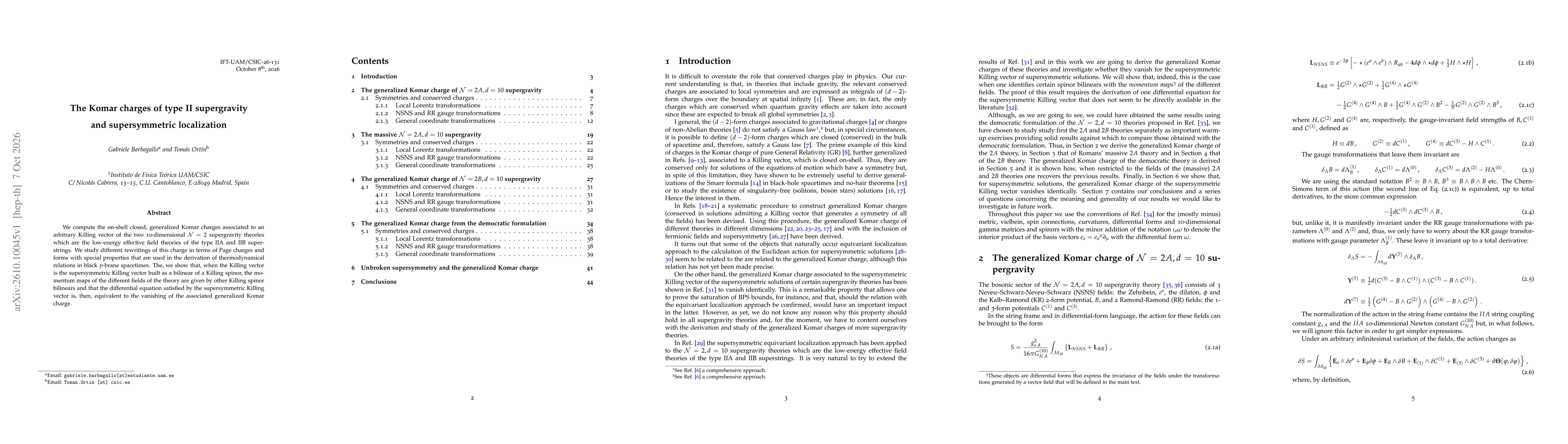 Thumbnail for The Komar charges of type~II supergravity and supersymmetric localization