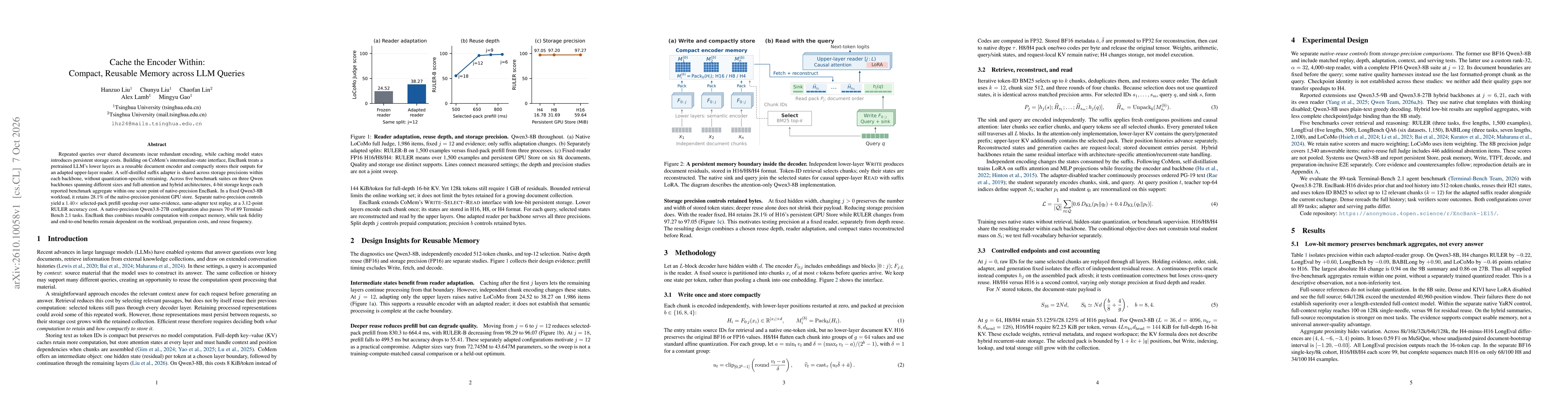 Thumbnail for Cache the Encoder Within:Compact, Reusable Memory across LLM Queries