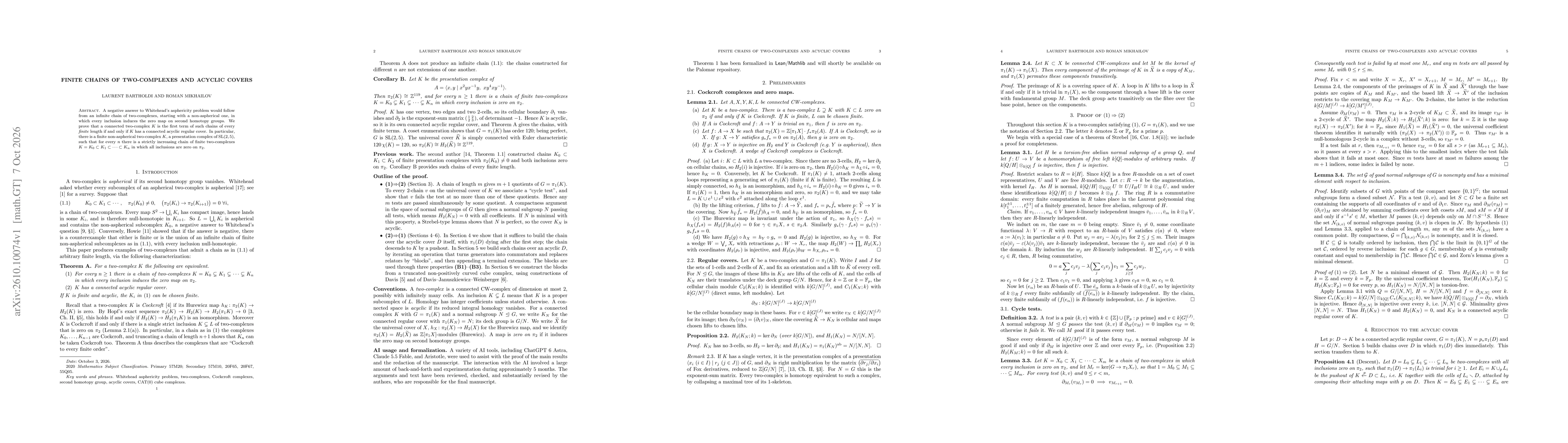 Thumbnail for Finite Chains of Two-Complexes and Acyclic Covers