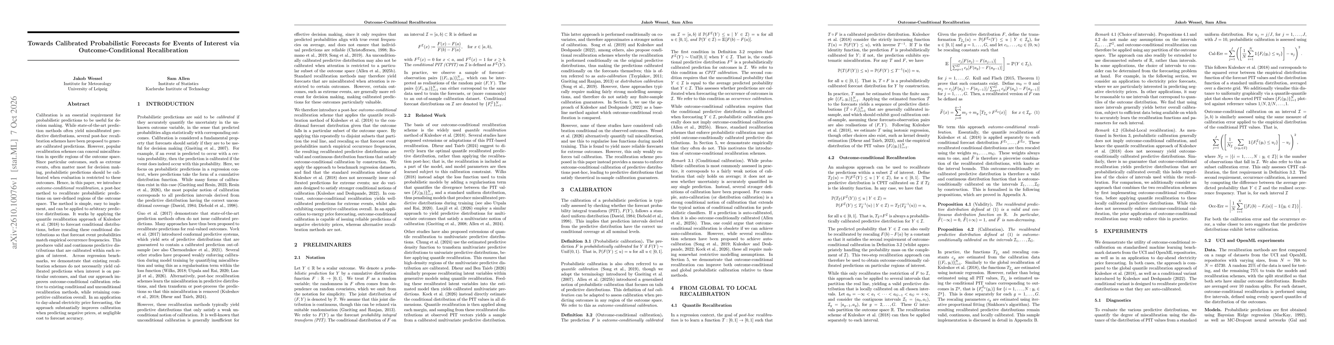 Thumbnail for Towards Calibrated Probabilistic Forecasts for Events of Interest via Outcome-Conditional Recalibration