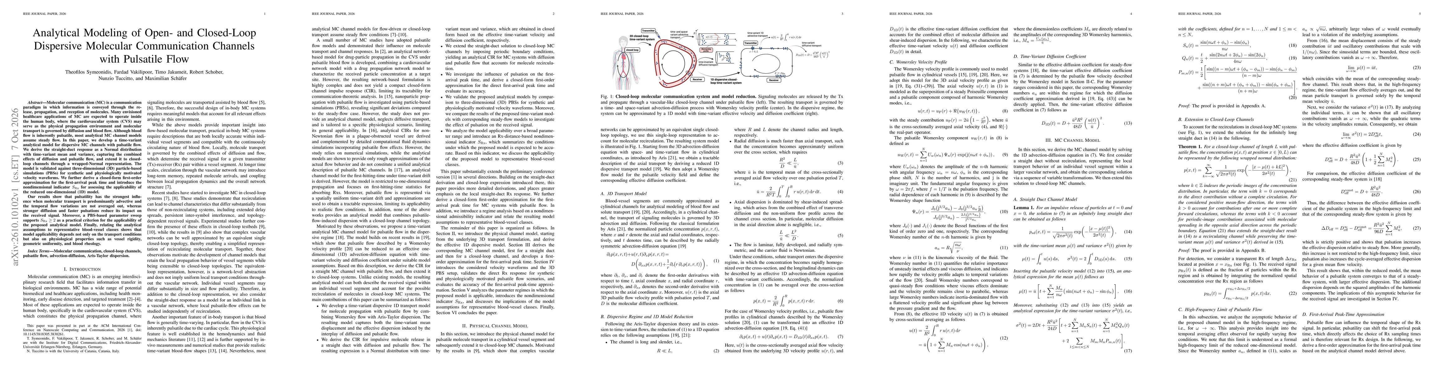 Thumbnail for Analytical Modeling of Open- and Closed-Loop Dispersive Molecular Communication Channels with Pulsatile Flow