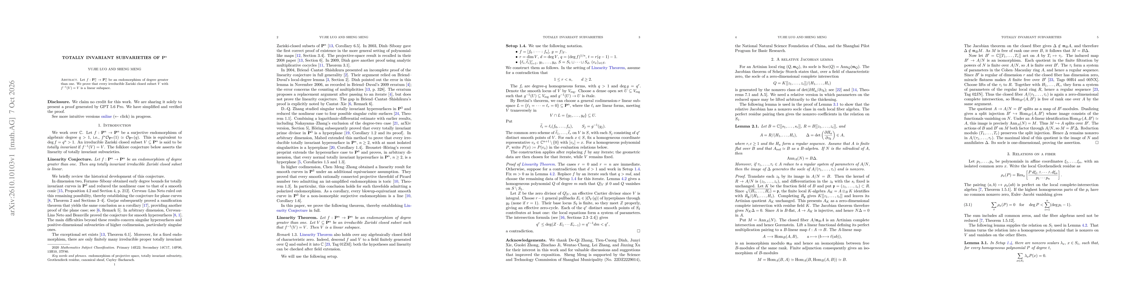 Thumbnail for Totally invariant subvarieties of $\mathbf P^n$