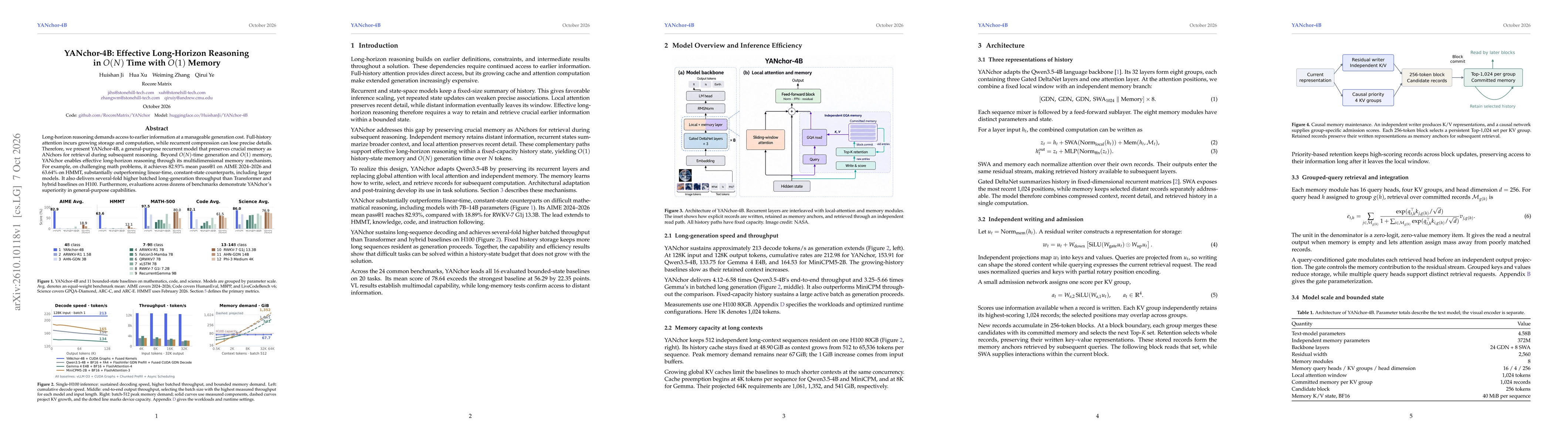 Thumbnail for YANchor-4B: Effective Long-Horizon Reasoning in O(N) Time with O(1) Memory