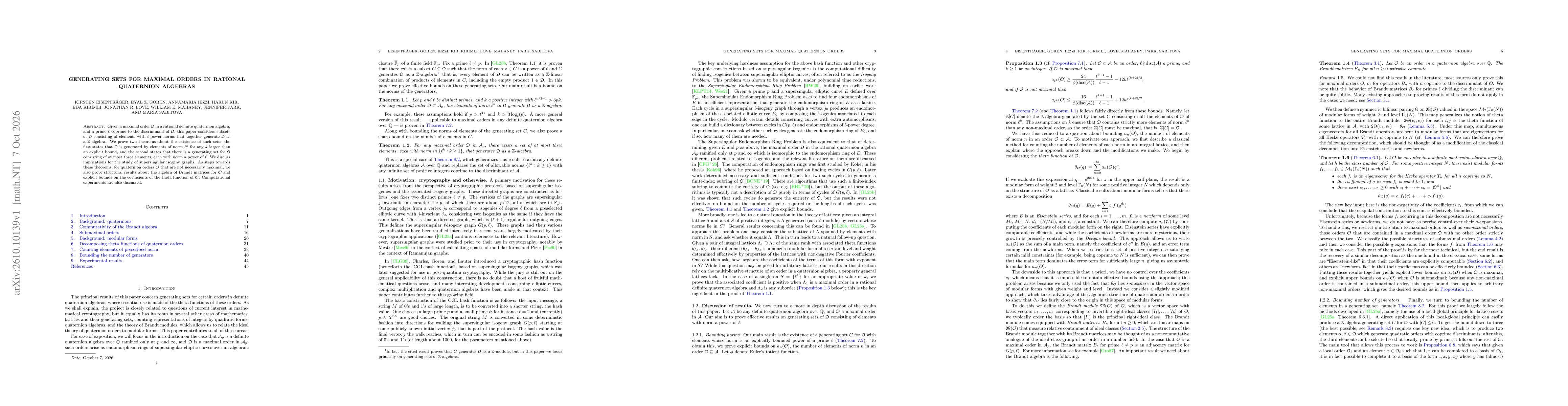 Thumbnail for Generating sets for maximal orders in rational quaternion algebras