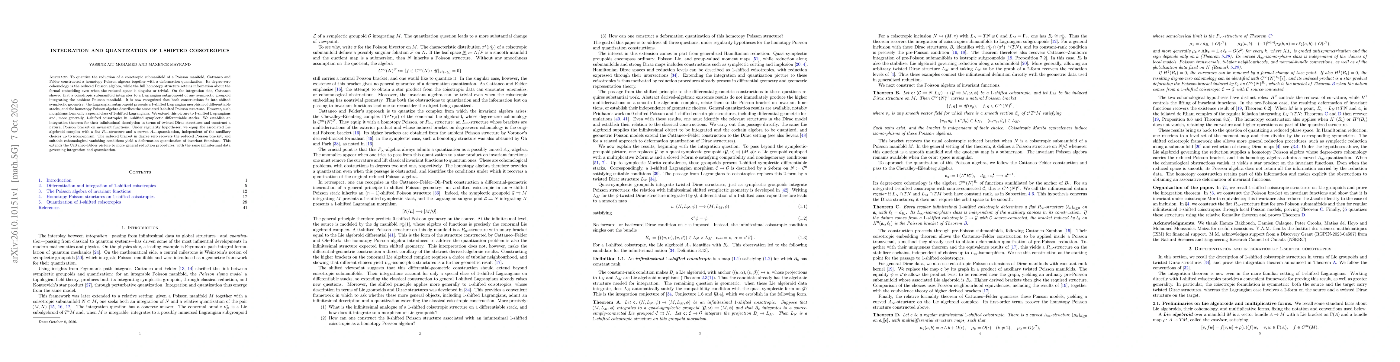 Thumbnail for Integration and quantization of 1-shifted coisotropics