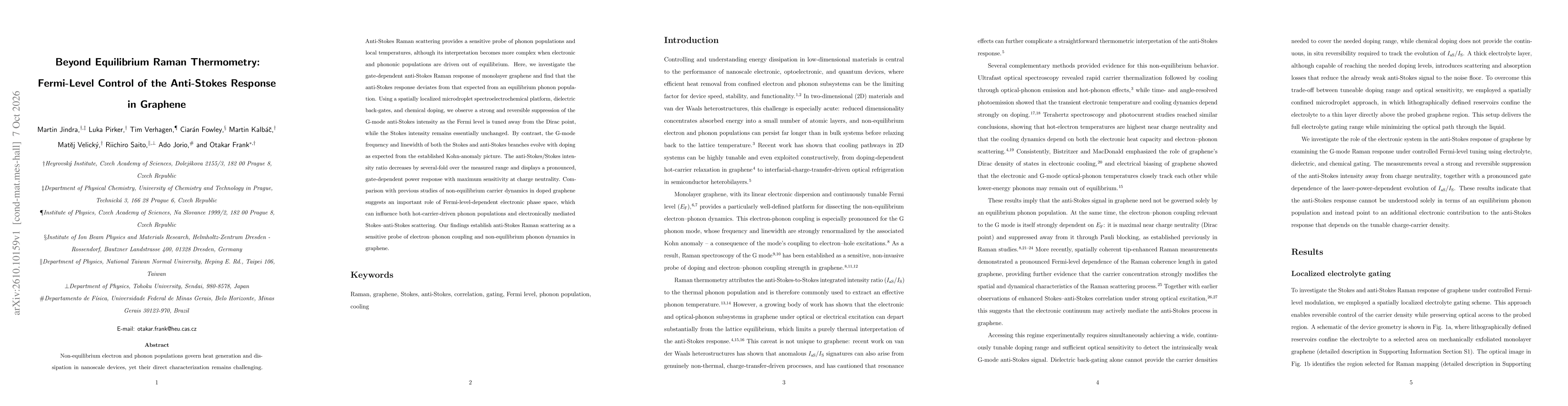 Thumbnail for Beyond Equilibrium Raman Thermometry: Fermi-Level Control of the Anti-Stokes Response in Graphene