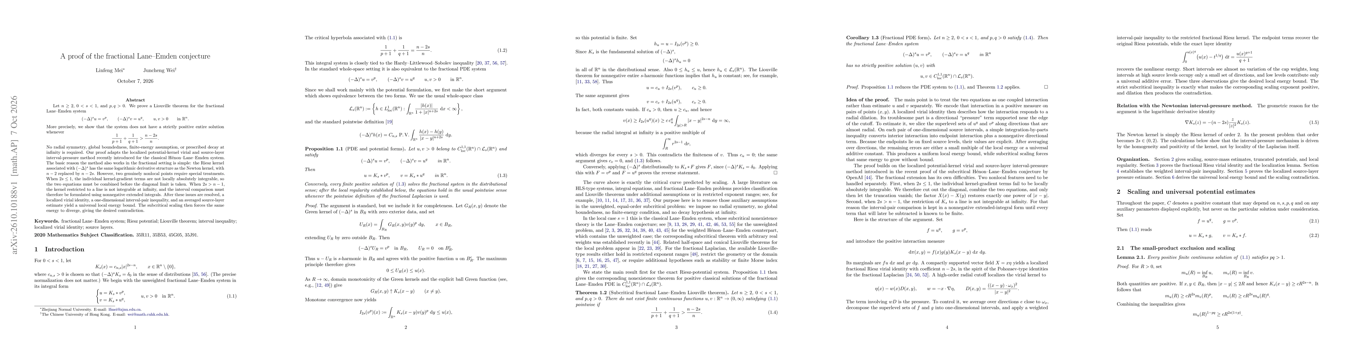 Thumbnail for A proof of the fractional Lane--Emden conjecture