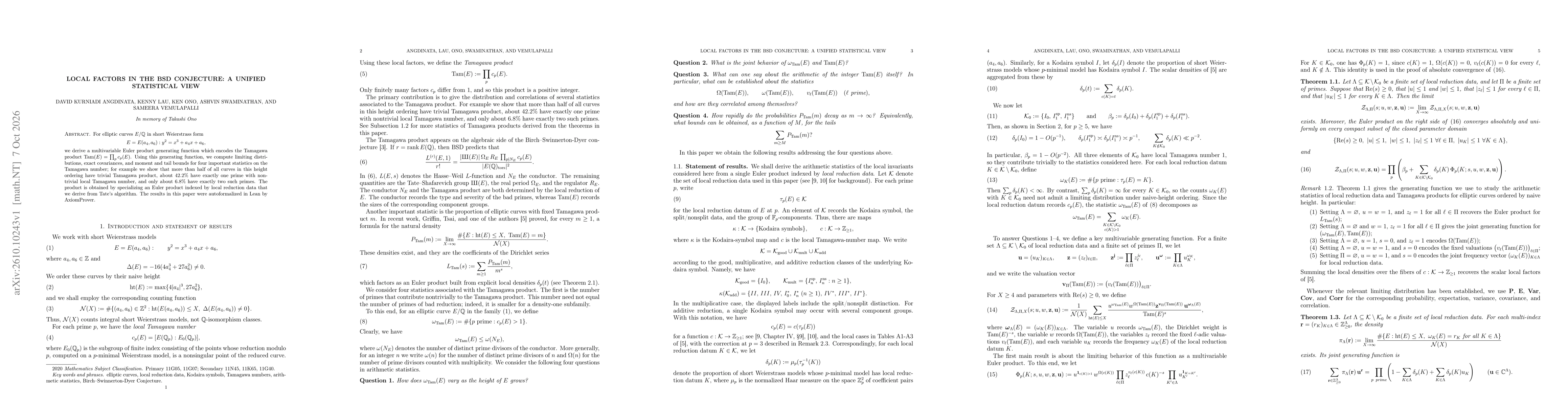 Thumbnail for Local Factors in the BSD Conjecture: A Unified Statistical View