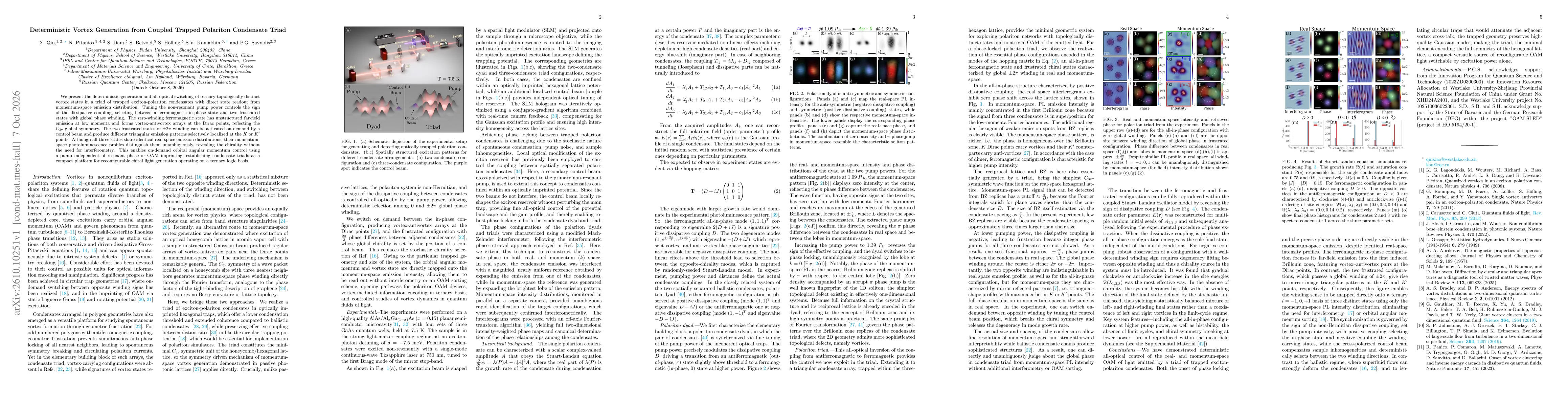Thumbnail for Deterministic Vortex Generation from Coupled Trapped Polariton Condensate Triad