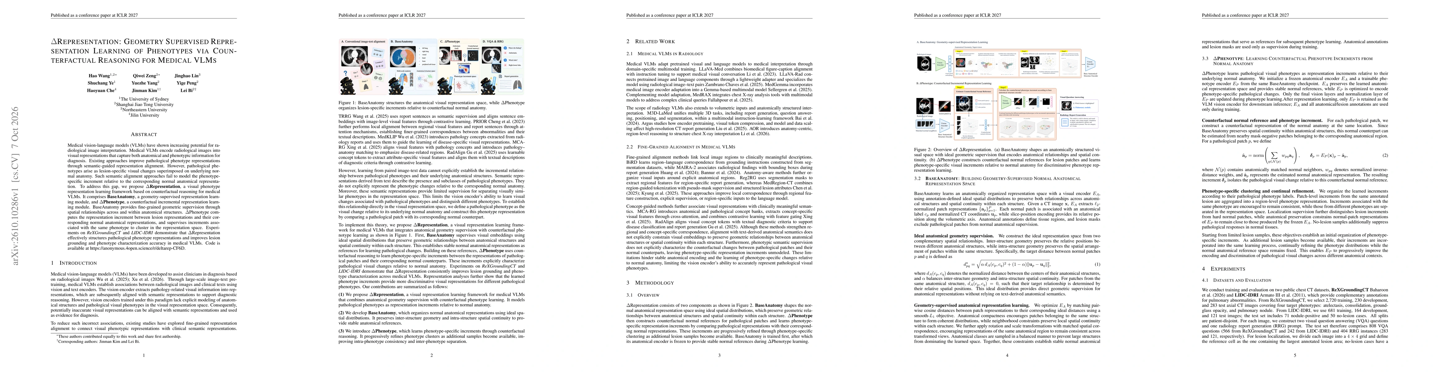 Thumbnail for $Δ$Representation: Geometry Supervised Representation Learning of Phenotypes via Counterfactual Reasoning for Medical VLMs