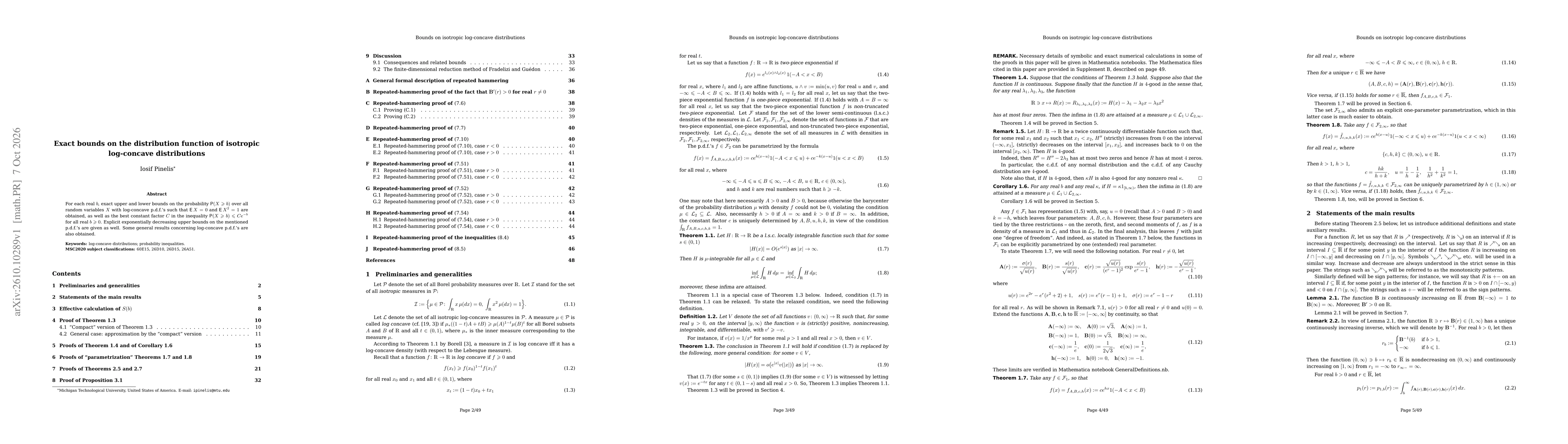 Thumbnail for Exact bounds on the distribution function of isotropic log-concave distributions
