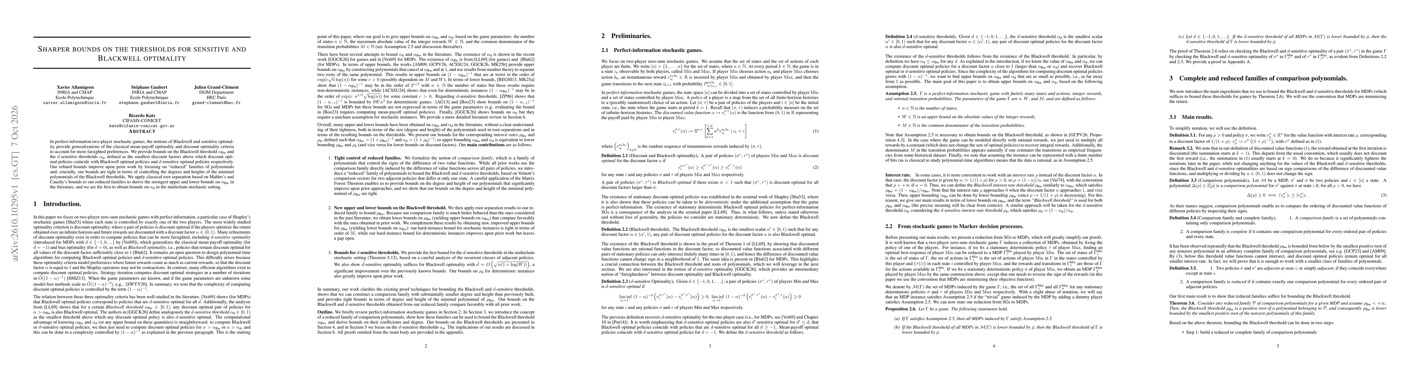 Thumbnail for Sharper bounds on the thresholds for sensitive and Blackwell optimality