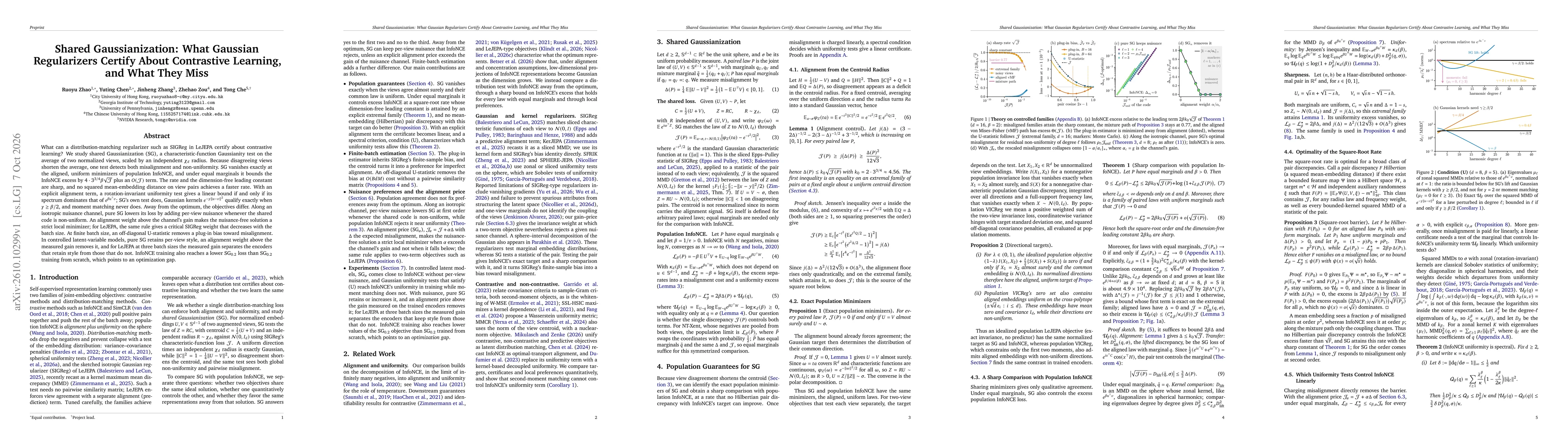 Thumbnail for Shared Gaussianization: What Gaussian Regularizers Certify About Contrastive Learning, and What They Miss
