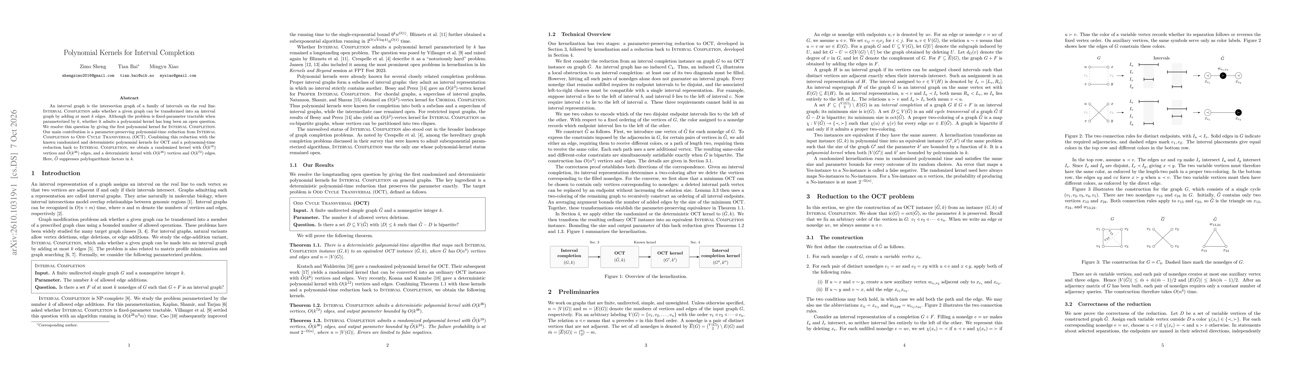Thumbnail for Polynomial Kernels for Interval Completion
