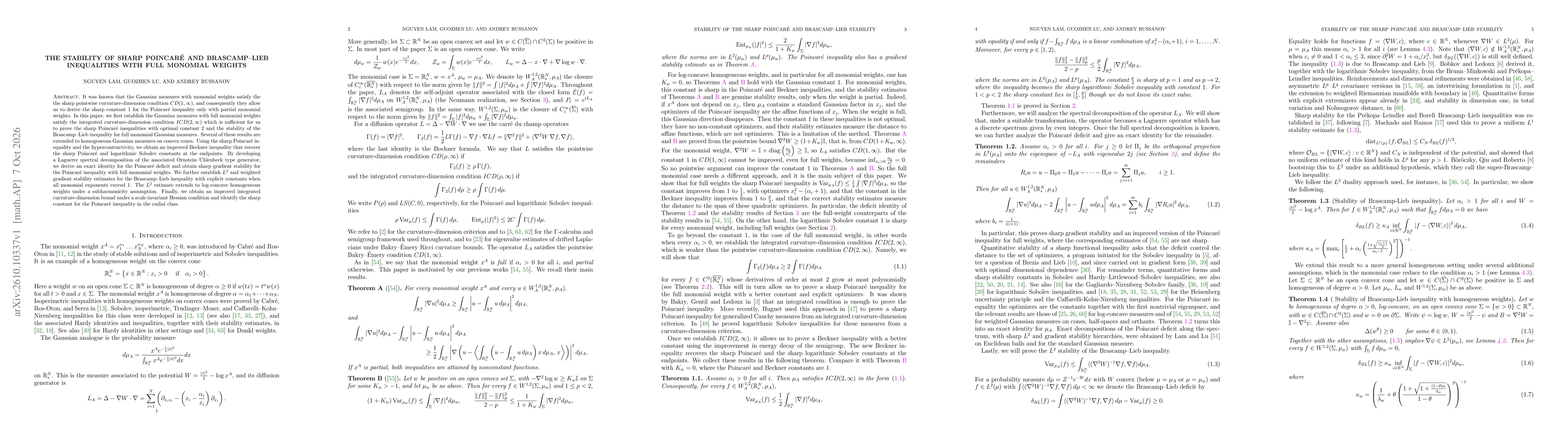 Thumbnail for The stability of Sharp Poincaré and Brascamp--Lieb inequalities with full monomial weights