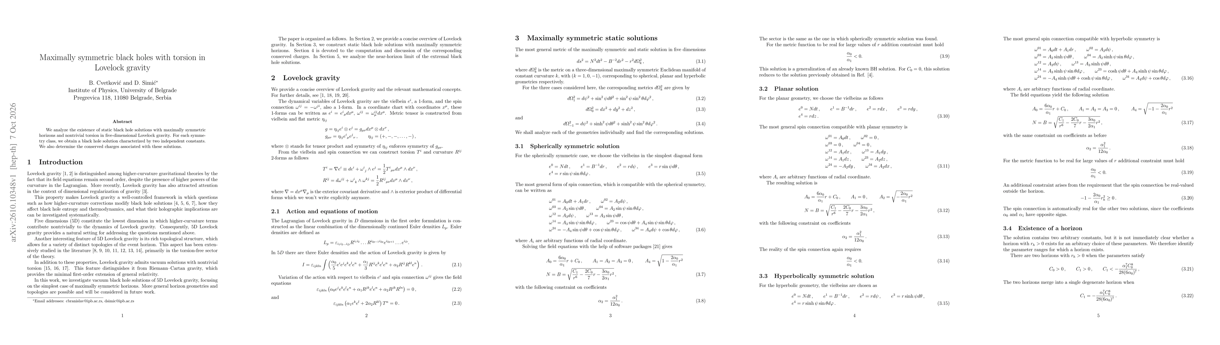Thumbnail for Maximally symmetric black holes with torsion in Lovelock gravity