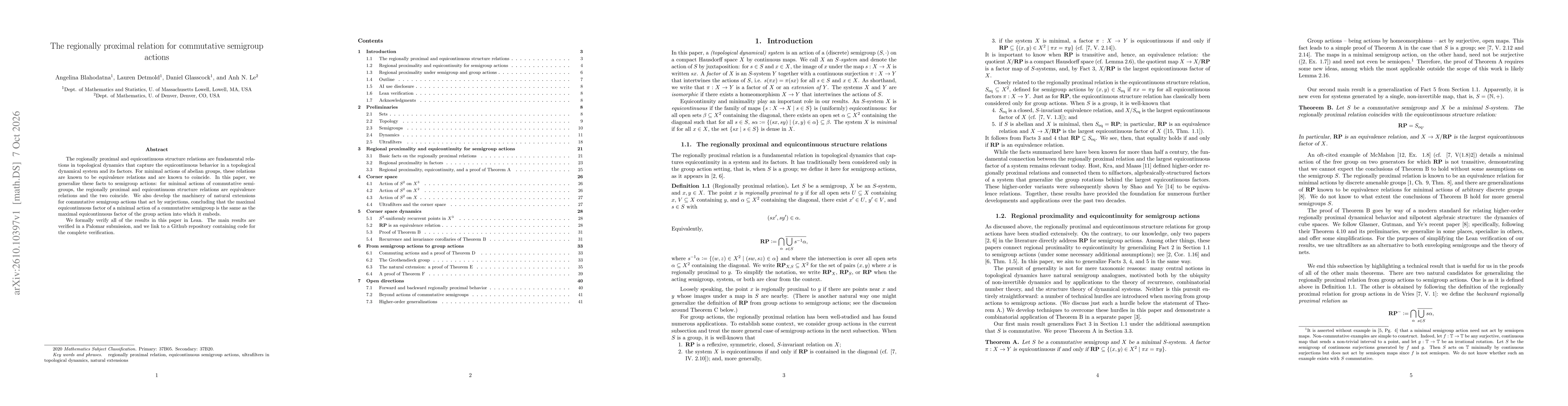 Thumbnail for The regionally proximal relation for commutative semigroup actions