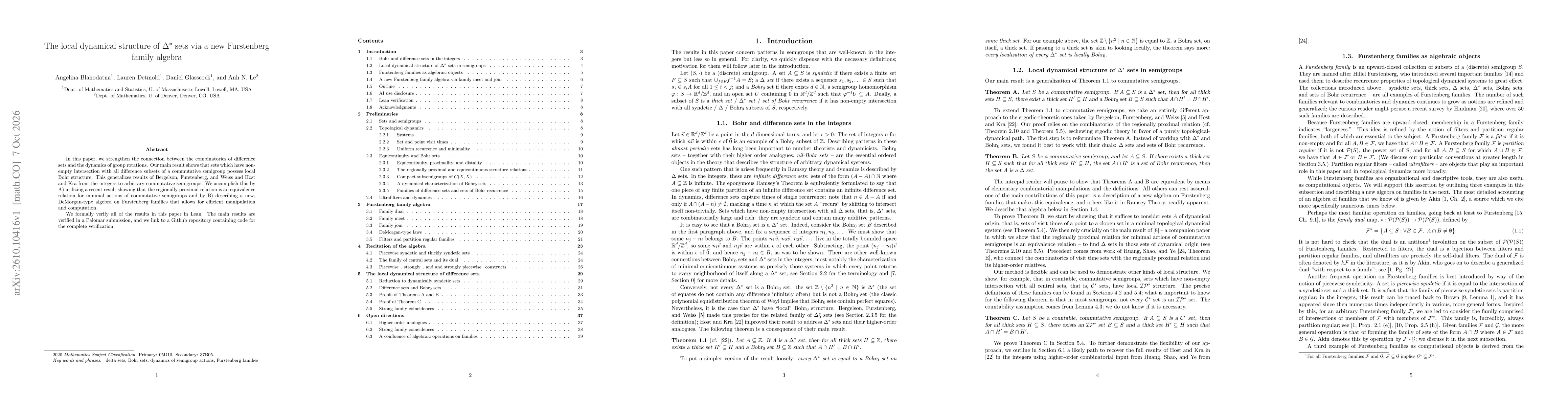 Thumbnail for The local dynamical structure of $Δ^*$ sets via a new Furstenberg family algebra