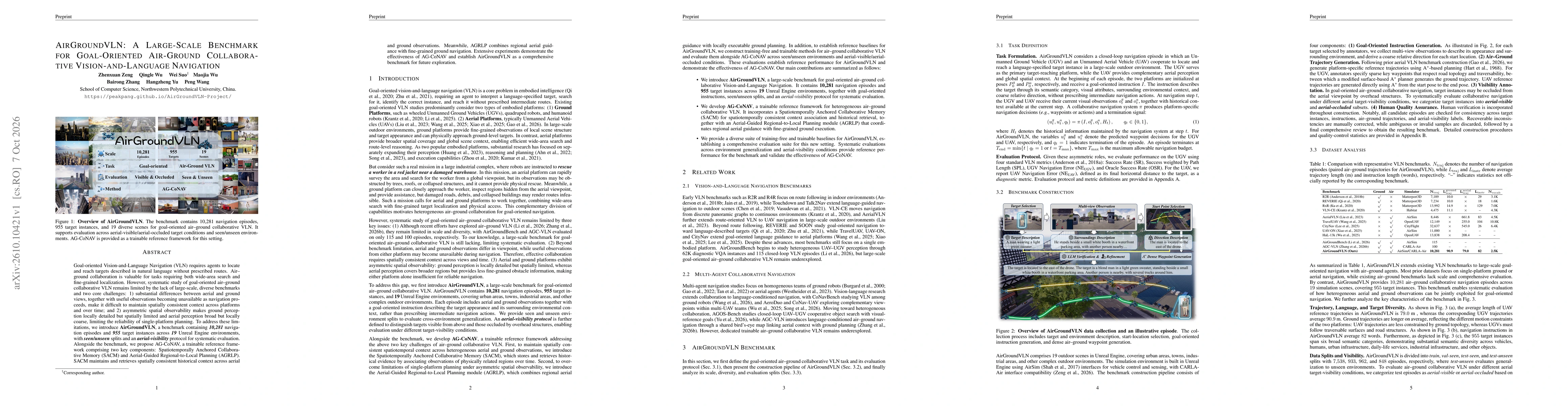 Thumbnail for AirGroundVLN: A Large-Scale Benchmark for Goal-Oriented Air-Ground Collaborative Vision-and-Language Navigation