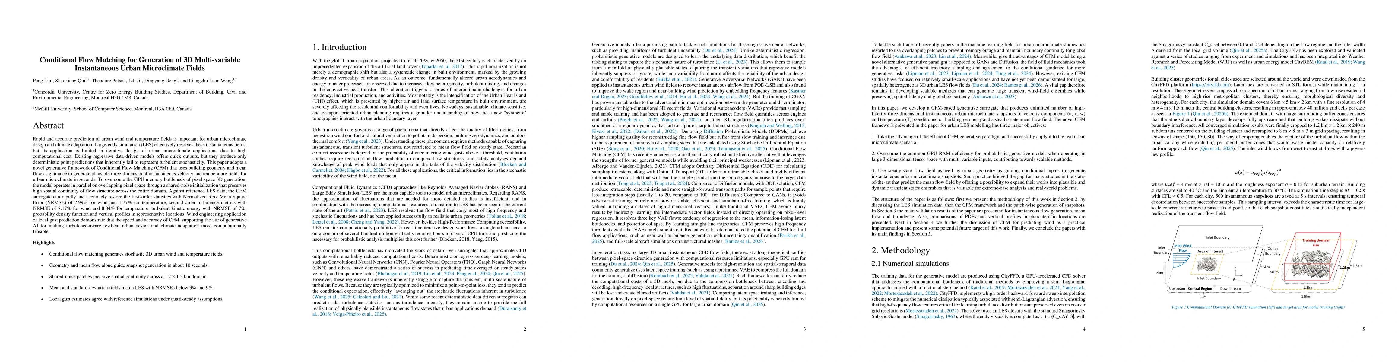 Thumbnail for Conditional Flow Matching for Generation of 3D Multi-variable Instantaneous Urban Microclimate Fields