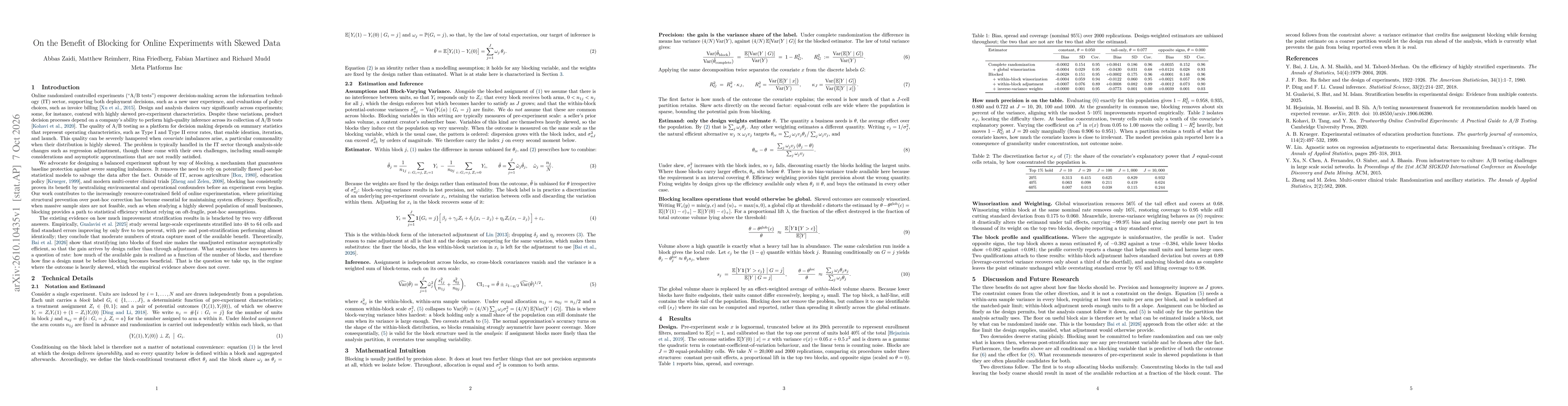 Thumbnail for On the Benefit of Blocking for Online Experiments with Skewed Data