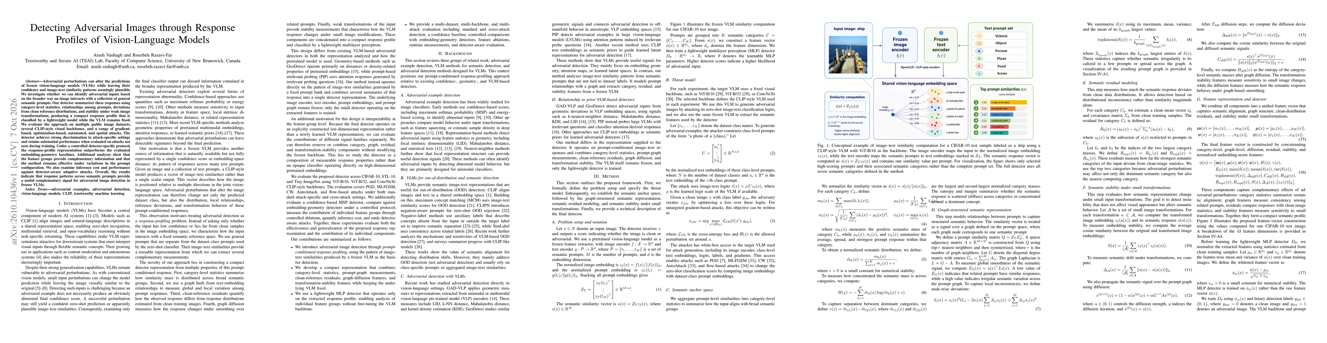 Thumbnail for Detecting Adversarial Images through Response Profiles of Vision-Language Models